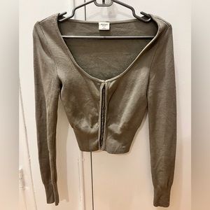 Khaki Green Knit Cardigan